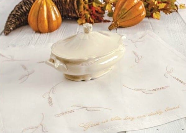 Embellish a linen napkin with surface embroidery to create a beautiful bread cloth.