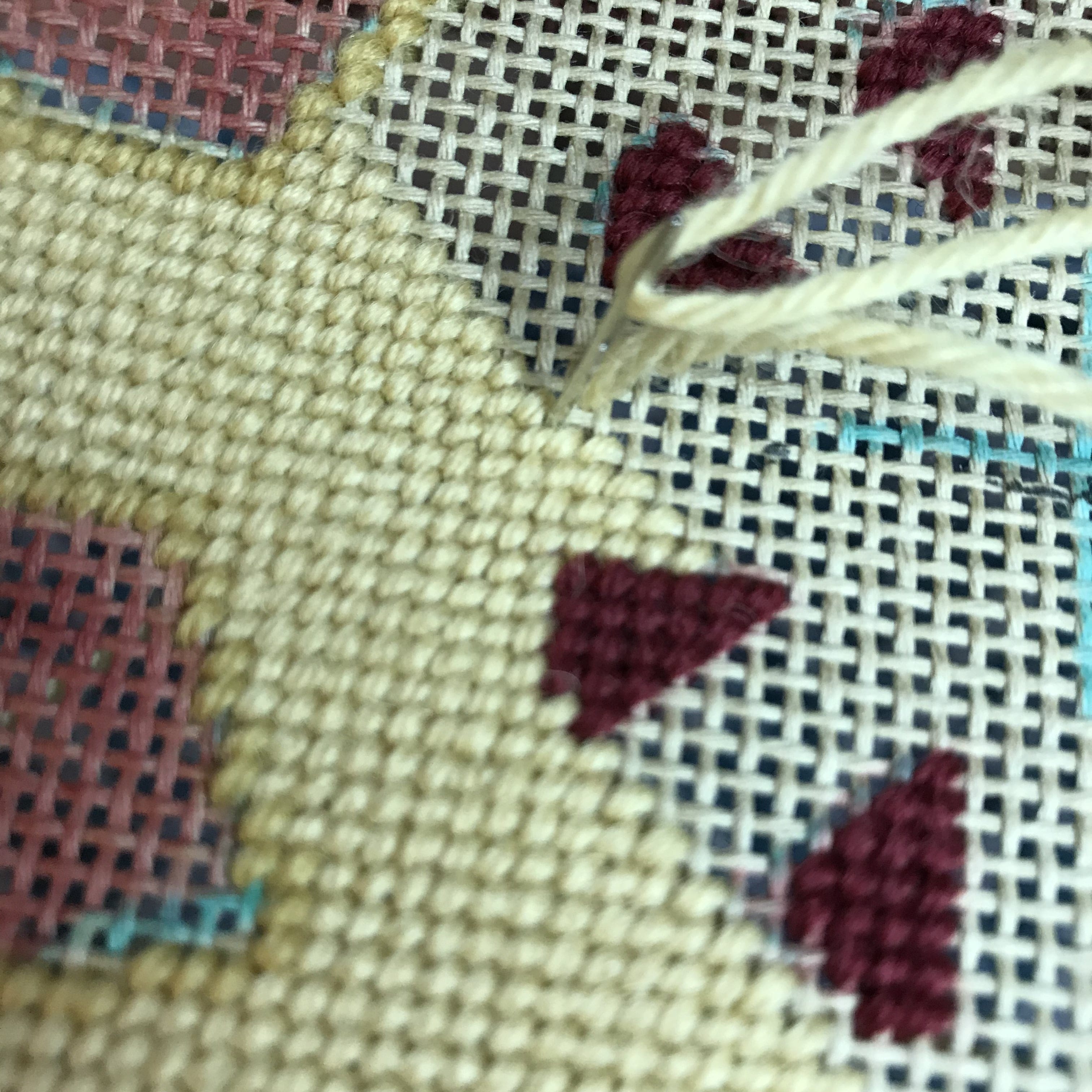 Stitching cushions for the new chairs at Christ Church