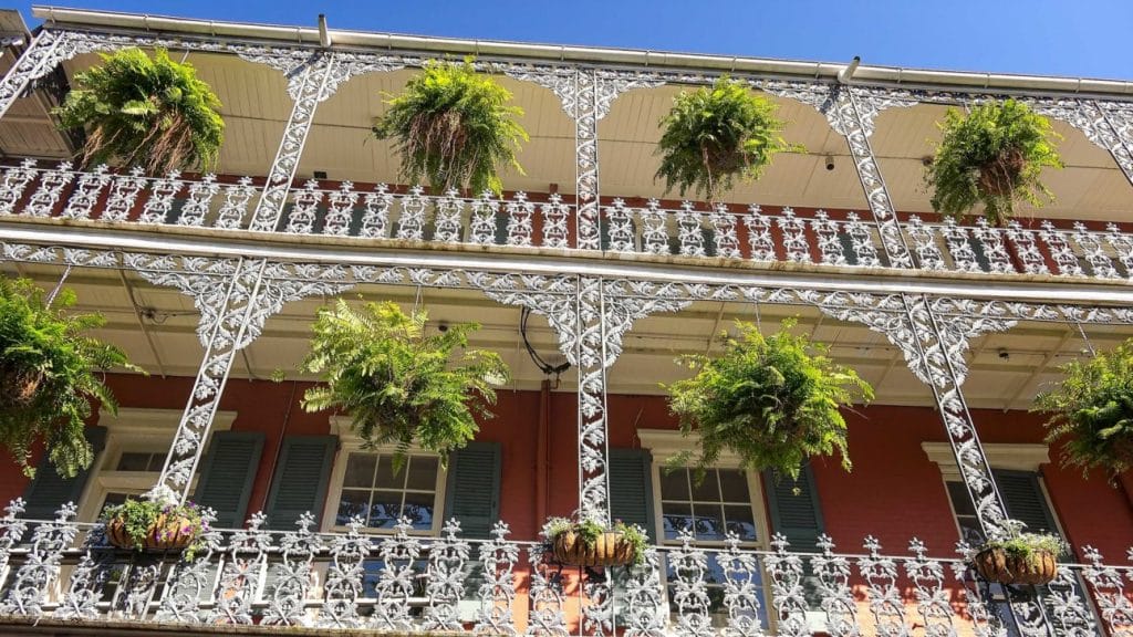 Wrought iron architectural details are a familiar site in the French Quarter.