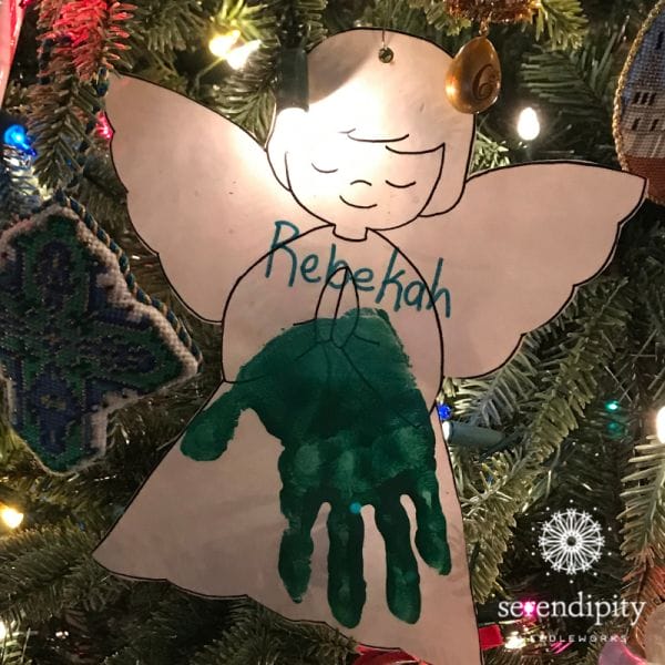 Rebekah's tiny handprint angel from pre-school is one of my most treasured ornaments.