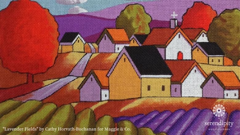 Lavender Fields needlepoint canvas by Cathy Horvach-Buchanan for Maggie & Co. 