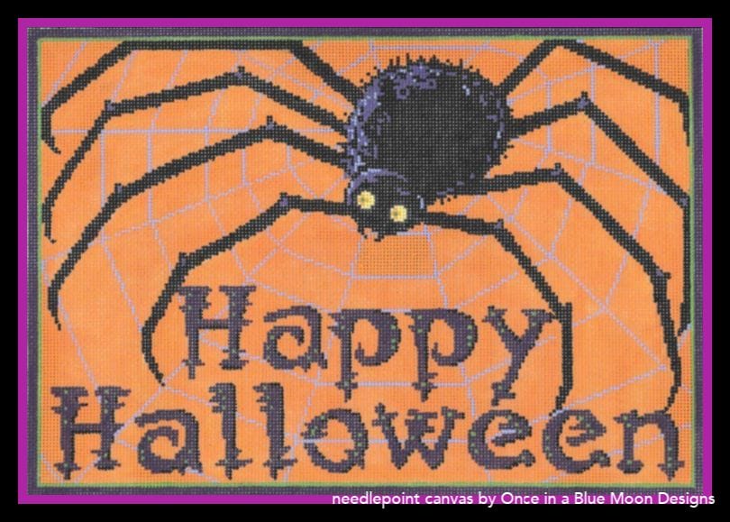 Use Arctic Rays to stitch the spider on this cutie pie canvas by Sandra Gilmore.