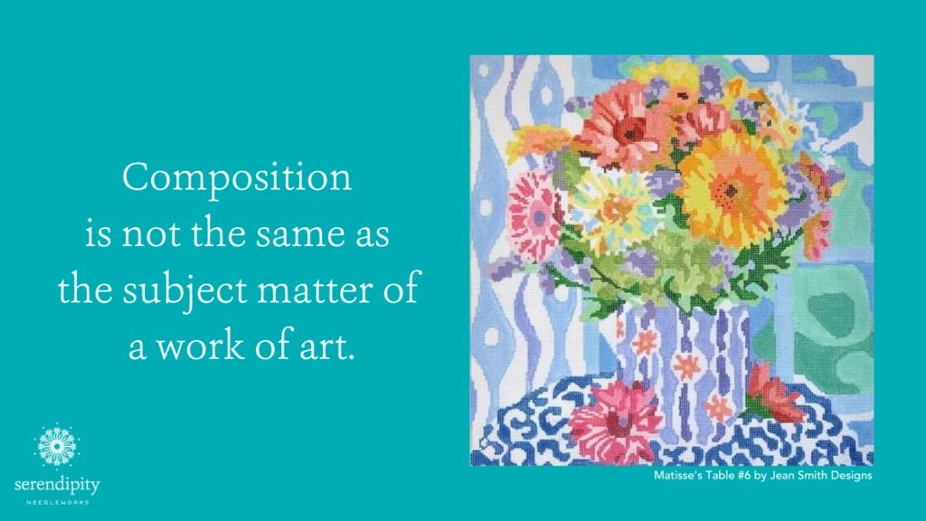Composition is not the same as the subject matter of a work of art.