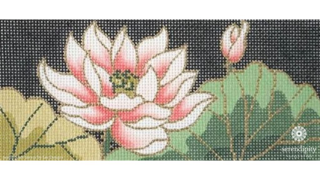 Lotus flowers needlepoint canvas by Lee Designs
