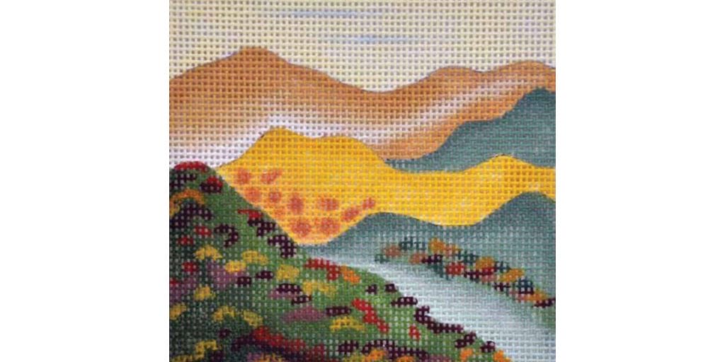 Julie Mar's Fall Trees is the perfect canvas for using slanted stitches to add texture and movement.