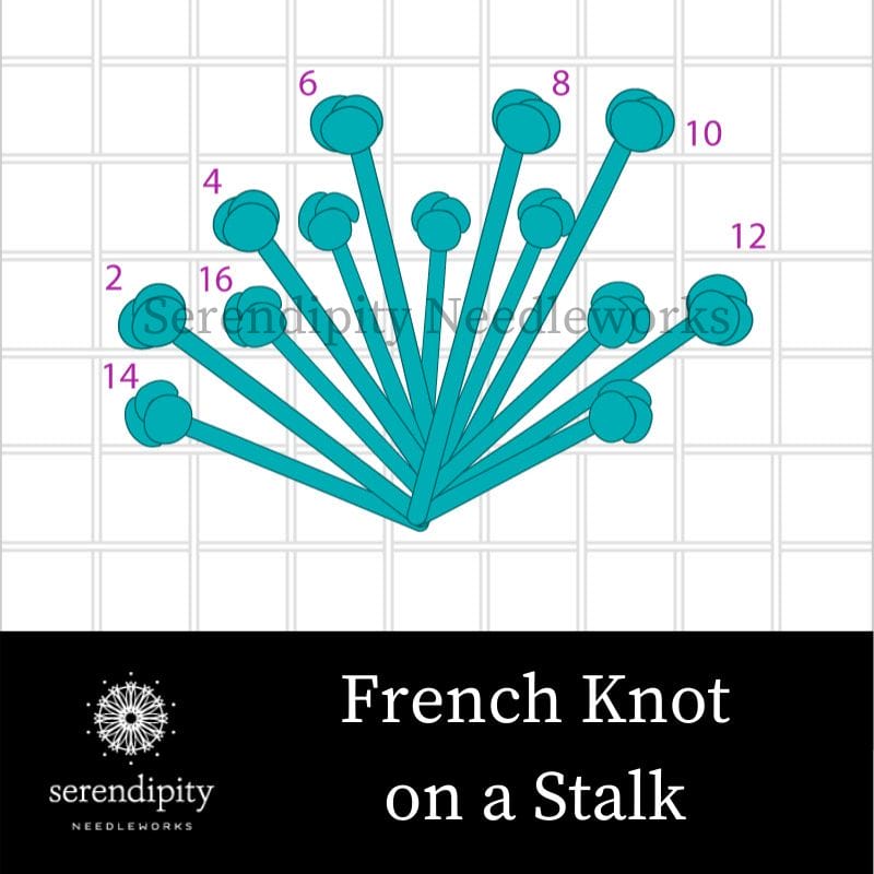 This is another fun knotted stitch that you can use to add texture to your needlepoint canvases.