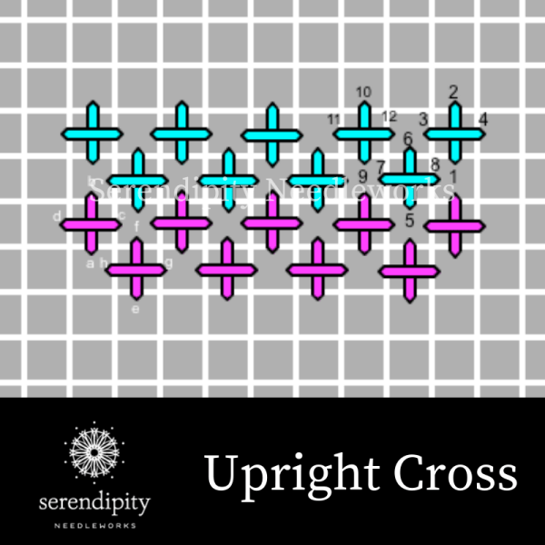 The upright cross stitch is a terrific option for adding texture to your needlepoint canvases in a small space.