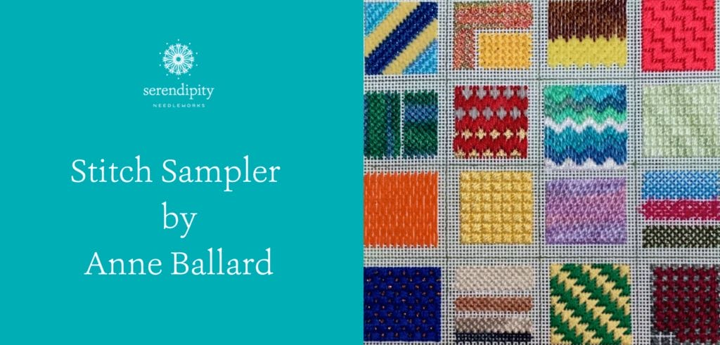 Anne's colorful stitch sampler is just one of many samplers created in the 2020 Stitch Challenge.