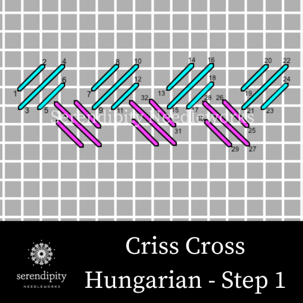 Criss Cross Hungarian Stitch step 1