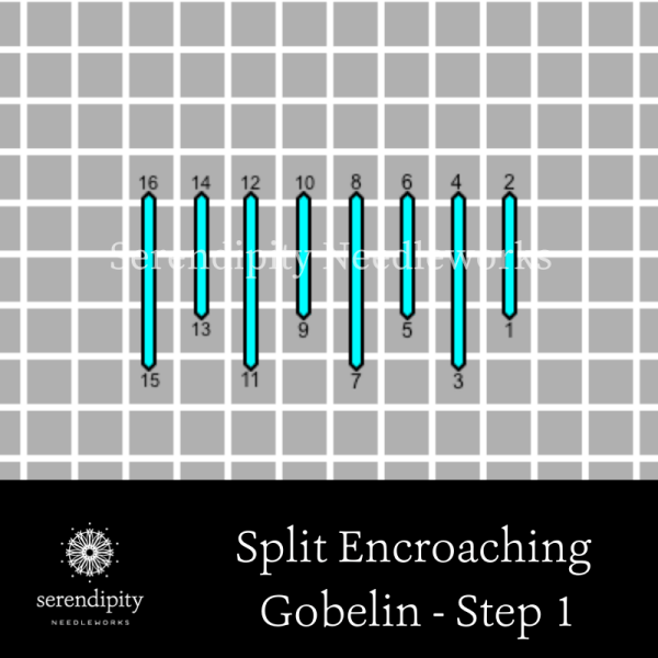 Split Encroaching Gobelin Stitch step 1