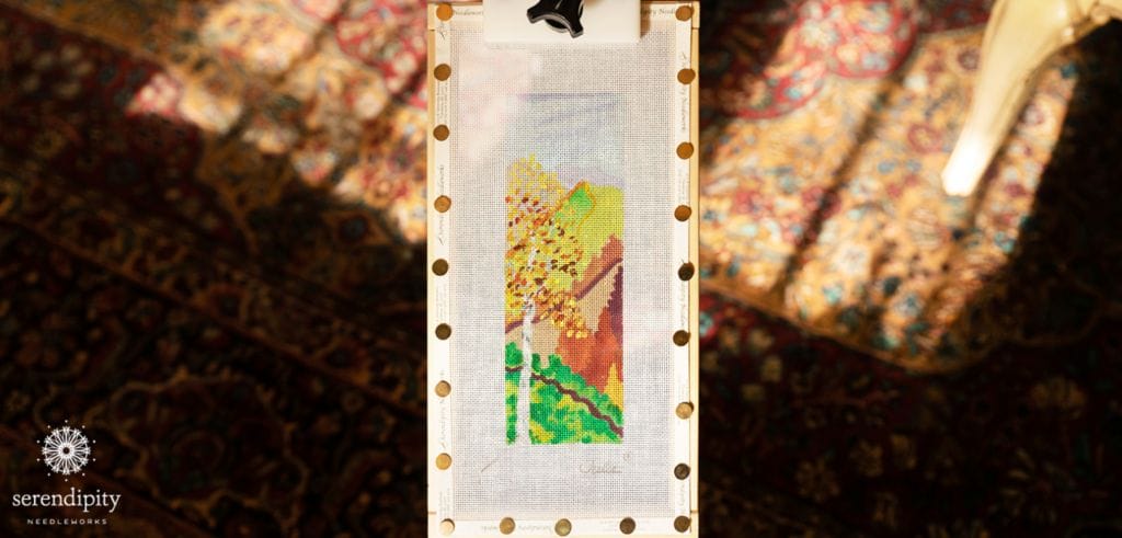 This Julie Mar canvas is mounted on a stretcher bar frame.