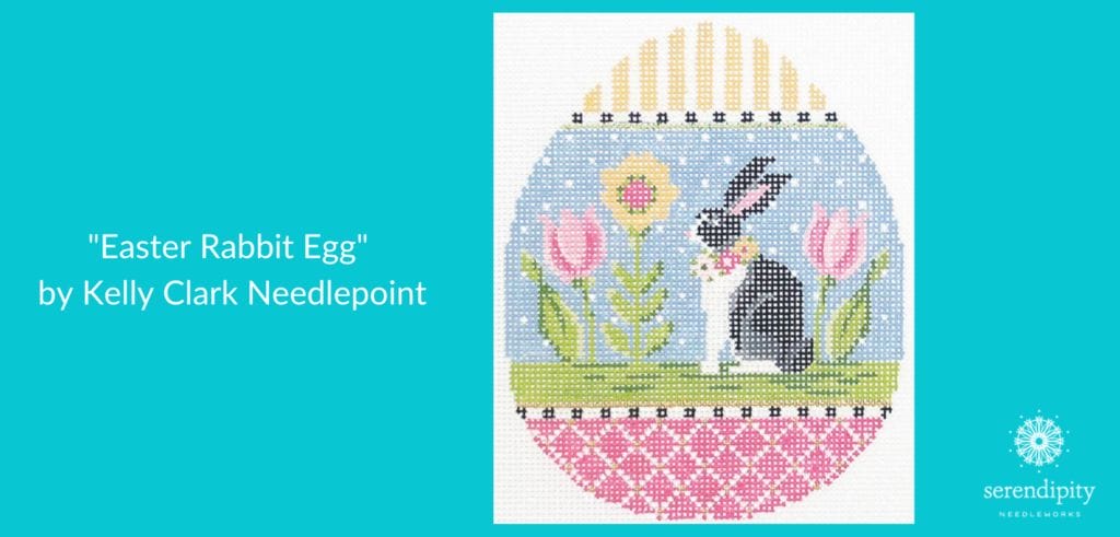 A combination of stitch painting and artistic painting is used on this needlepoint design by Kelly Clark. 