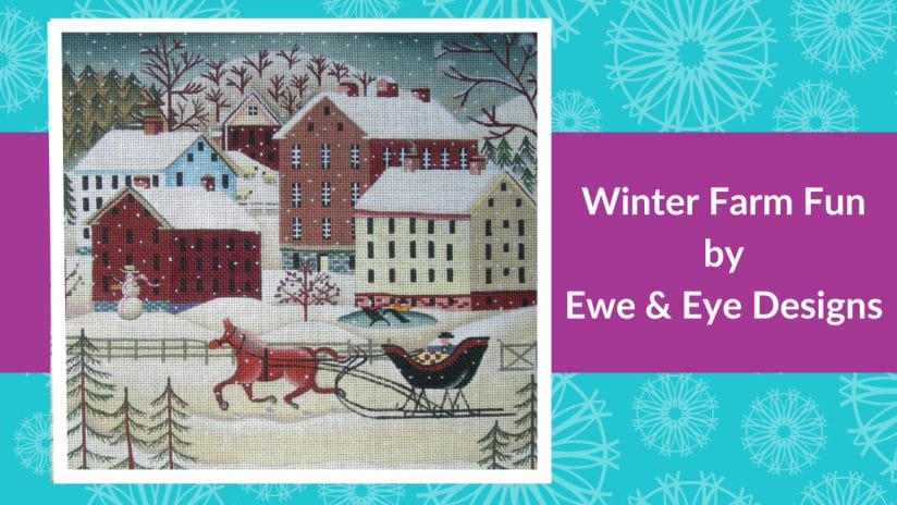 Use the double Hungarian ground stitch for the snow on "Winter Farm Fun" by Ewe & Eye Designs.