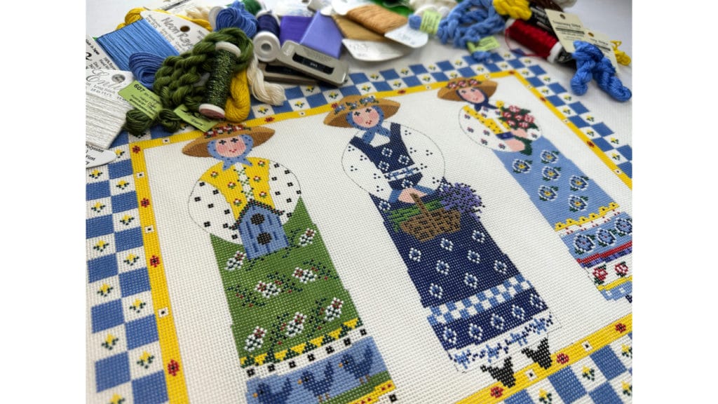 We will stitch Linda Ragno's Trio of Garden Ladies as our retreat project. 