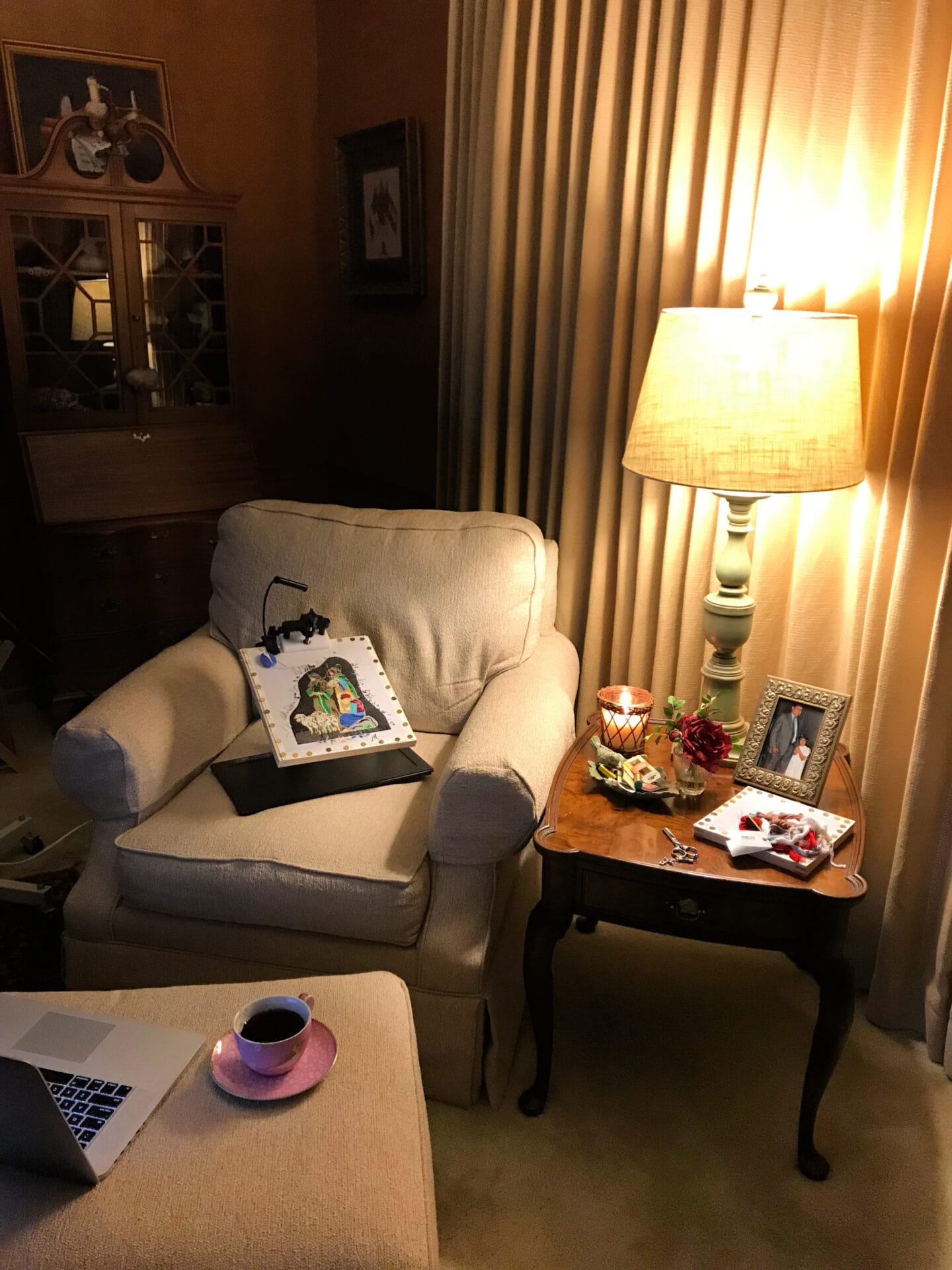 A cozy corner makes stitching even more relaxing. 